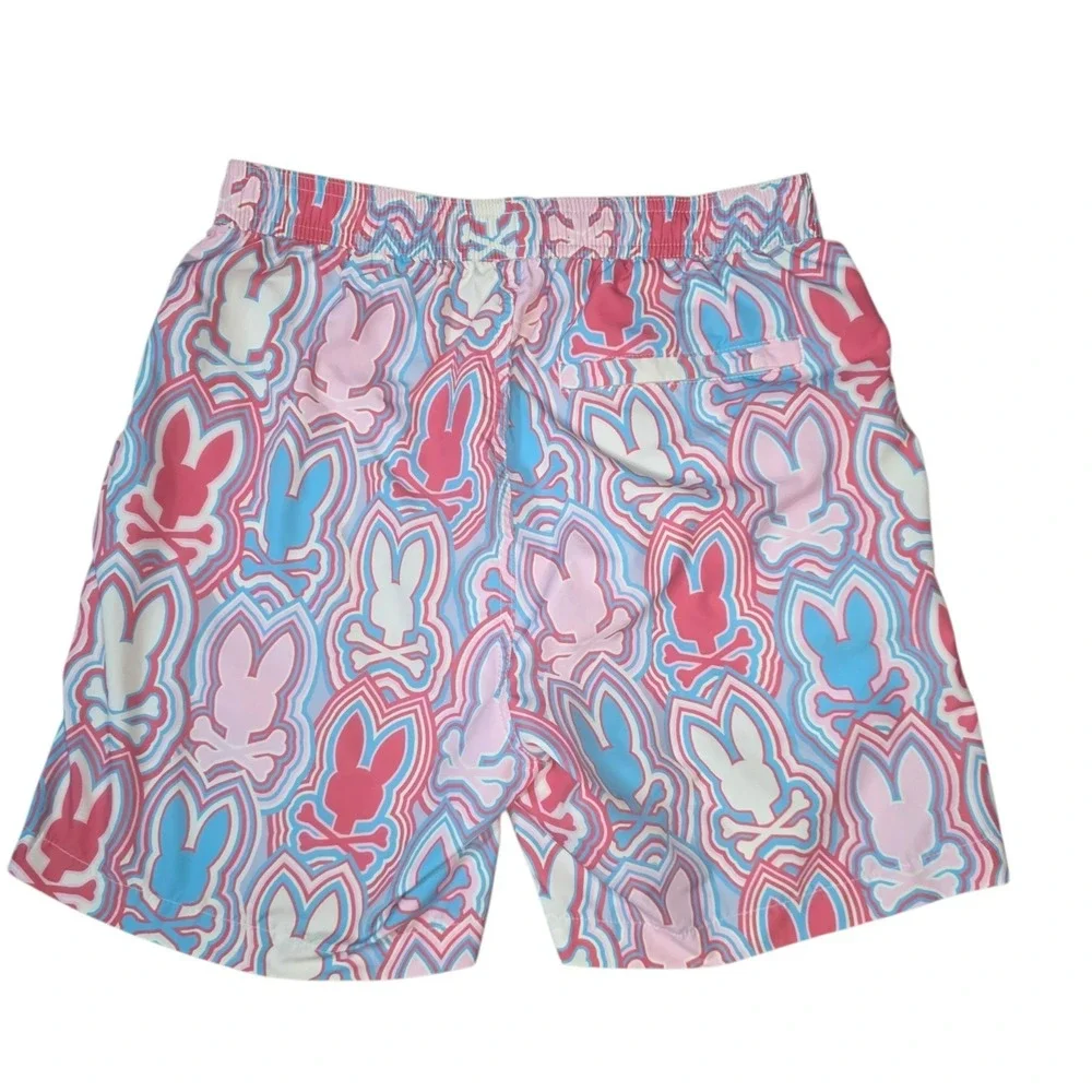 Psycho Bunny Mens XS Multicolor All Over Print Chuck Lightweight Swim Shorts